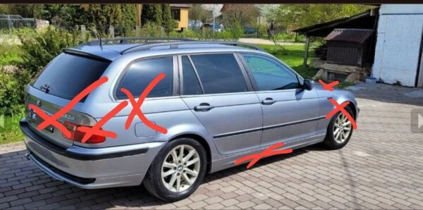 Pārpalikumi no BMW 320d un 325i E46 Universaļa virsbūves, salona daļas un elektronika